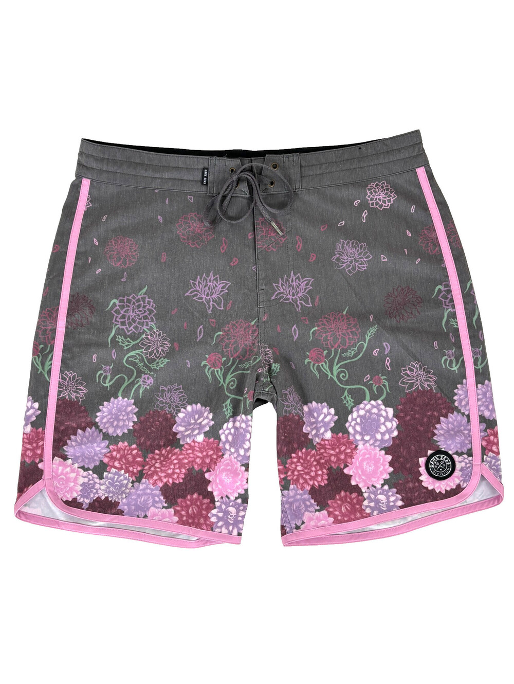 Dark Seas Division Board Shorts Mens Size 32X8 Grey Burgundy Pink Floral Trunks